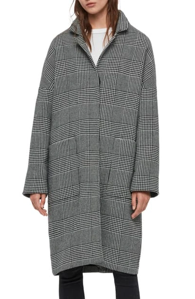 Allsaints Teya Check Coat In Black/ White