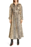 Jacquemus Thika Belted Leopard-print Cotton-blend Trench Coat In Brown