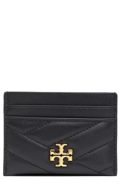 Tory Burch Kira Chevron Leather Card Case In Black