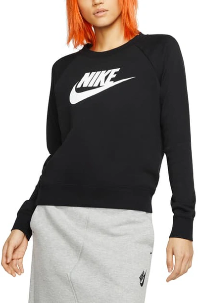 Nike Women's Sportswear Essential Logo Fleece Sweatshirt In Black