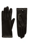 AGNELLE STUDDED LAMBSKIN LEATHER GLOVES,MARIANNE/A