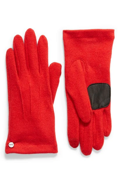 Echo Wool & Cashmere Blend Water Repellent Touchscreen Gloves In Cherry Red