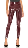 Commando Control Top Faux Patent Leather Leggings In Burgundy