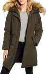 Sam Edelman Faux Fur Trim Down Parka In Loden