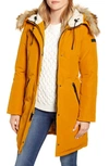 Sam Edelman Faux Fur Trim Down Parka In Mustard