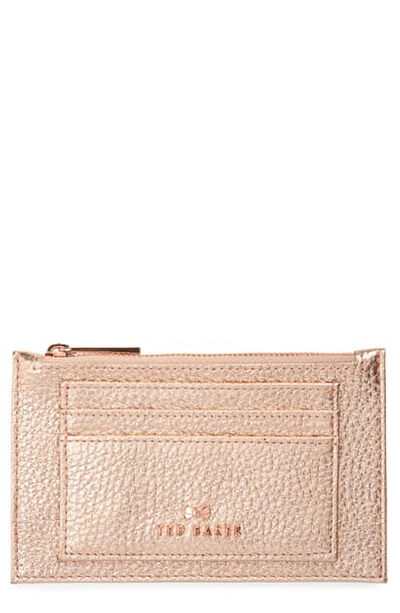 Ted Baker Yarro Leather Card Holder In Rose Gold