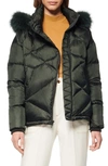 Andrew Marc Artistic Puffer Jacket With Genuine Fox Fur Trim In Dark Hunter