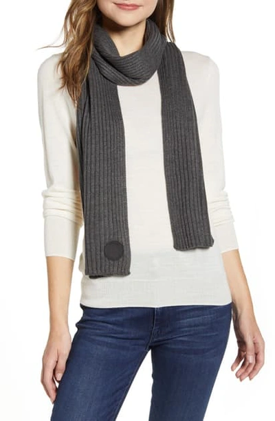 Michael Michael Kors Logo Patch Rib Scarf In Derby