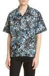 GIVENCHY HAWAII FLORAL SHORT SLEEVE BUTTON-UP CAMP SHIRT,BM60DV12MX