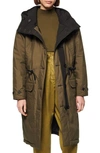 Andrew Marc Reversible Hooded Parka In Olive