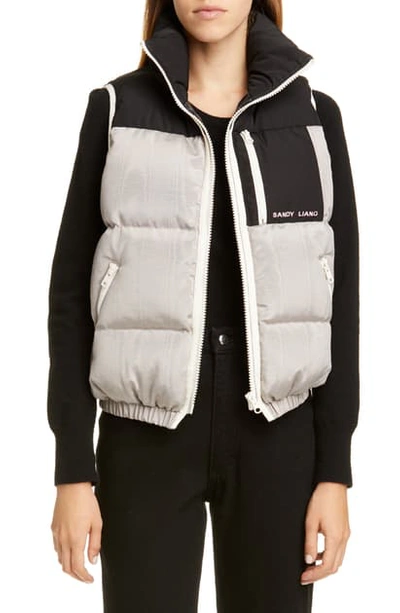 Sandy Liang Arya Moire Puffer Vest In Silver