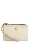 The Marc Jacobs Top Zip Small Leather Wallet In Cream
