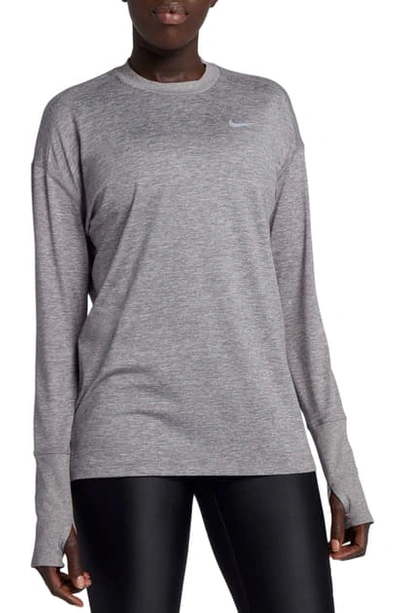 Nike Women's Element Dri-fit Long-sleeve Running Top In Grey