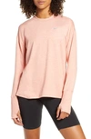 Nike Dry Element Crewneck Top In Pink Qrtz/echo Pink/refl Silv