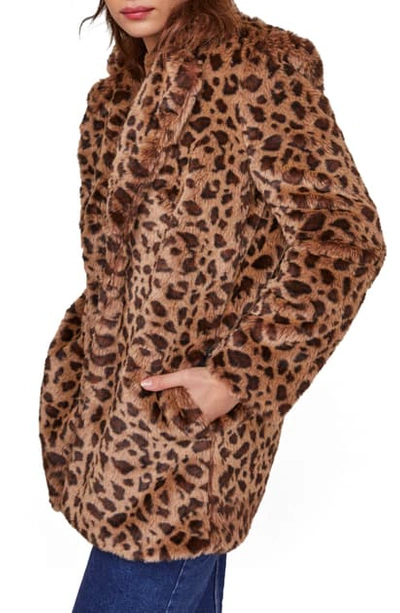 Astr Inez Faux Fur Coat In Leopard