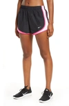 Nike Women's Dri-fit Tempo Running Shorts In Black/ White/ Pink/ Wolf Grey