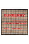 BURBERRY HORSEFERRY PRINT VINTAGE CHECK SILK SCARF,8021290