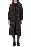 SANDRO TILES STUD DETAIL PLAID WOOL BLEND COAT,SFPOU00124