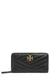 TORY BURCH KIRA CHEVRON QUILTED ZIP LEATHER CONTINENTAL WALLET,56605