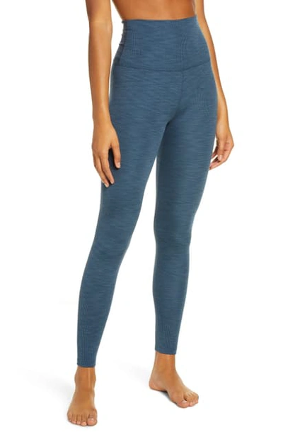 Beyond Yoga Heather High Waist Rib Leggings In Blue Horizon Heather