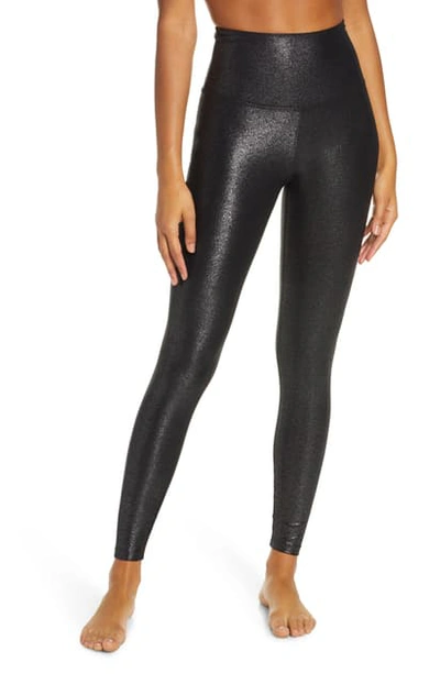 Beyond Yoga Twinkle High Waist 7/8 Leggings In Black-silver Twinkle