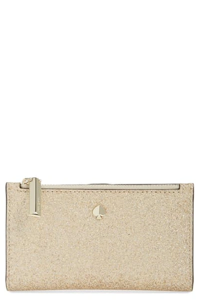 Kate Spade Burgess Court Glitter Wallet In Pale Gold