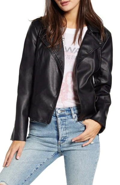 Bb Dakota Late Night Faux Leather Moto Jacket In Black