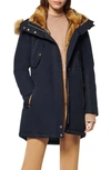 Marc New York Water Resistant Faux Fur Trim Parka In Navy