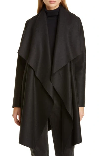 Harris Wharf London Wool Pressed Wool Blanket Coat In Black