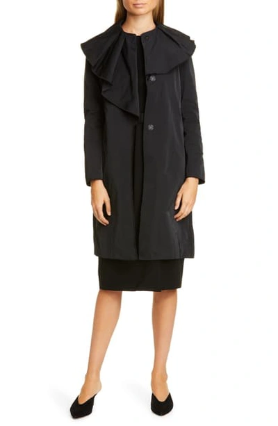 Lafayette 148 Constance Button-front Chic Coat In Black