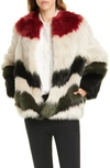 FRAME STRIPE FAUX FUR JACKET,LWOT0416