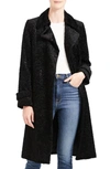 Theory Oaklane Faux Astrakhan Belted Trench Coat In Black