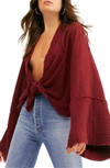 Free People Azalea Wrap Top In Wine