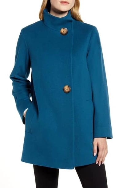 Fleurette Stand Collar Wool Car Coat In Petrol ModeSens