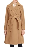 Ralph Lauren Wool Blend Wrap Coat In Vicuna
