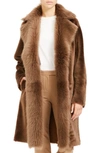 THEORY JATHAN HOLLICE GENUINE SHEARLING & LEATHER LONG COAT,J1000401