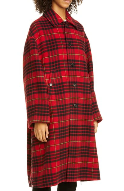 Undercover Plaid Oversize Wool Coat In A Red Ck