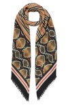 BURBERRY STRIPE & SNAKE PRINT WOOL & SILK SCARF,8022394