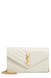 Saint Laurent Women's Medium Monogram Matelassé Leather Wallet-on-chain In Cream