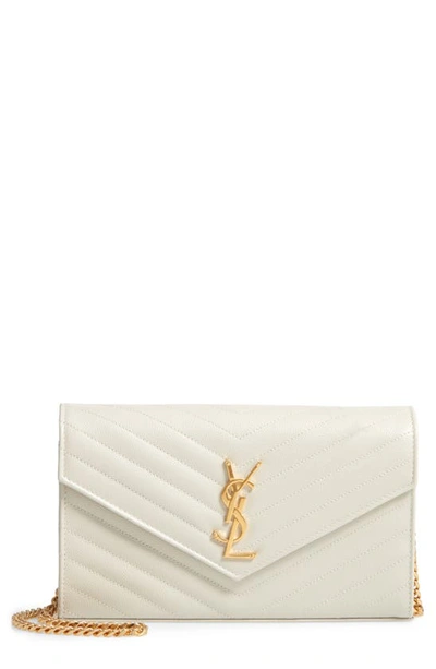 Saint Laurent Women's Medium Monogram Matelassé Leather Wallet-on-chain In Cream