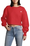 Champion Crop Reverse Weave Sweatshirt In Scarlet