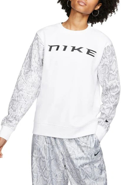 Nike Sportswear Logo Python Print Sweatshirt In White