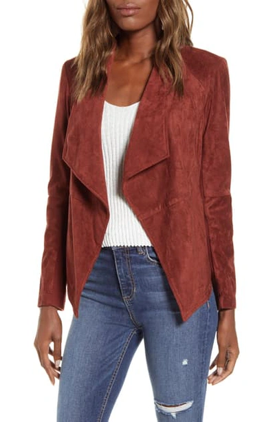 Bb Dakota Wade Drape Front Faux Suede Jacket In Cherry Wood