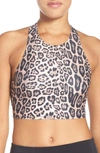 Onzie Peekaboo Longline Sports Bra In Leopard