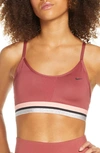 Nike Indy Icon Clash Dri-fit Sports Bra In Cedar/ Bleached Coral/ Black