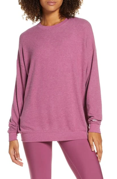 Alo Yoga Soho Crewneck Pullover Sweatshirt In Dragon Fruit Heather