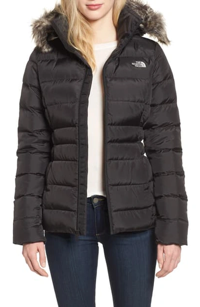 The North Face Gotham Ii Hooded Water Resistant 550-fill-power Down Jacket With Faux Fur Trim In Tnf Black