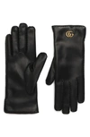 GUCCI MAYA DOUBLE-G LEATHER GLOVES,554281BN060