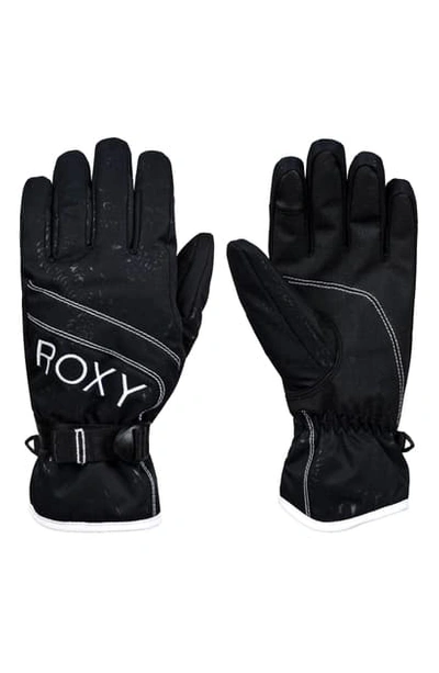 Roxy Jetty Solid Snow Sport Gloves In True Black