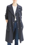 THEORY STRETCH WOOL MILITARY TRENCH COAT,J0601403